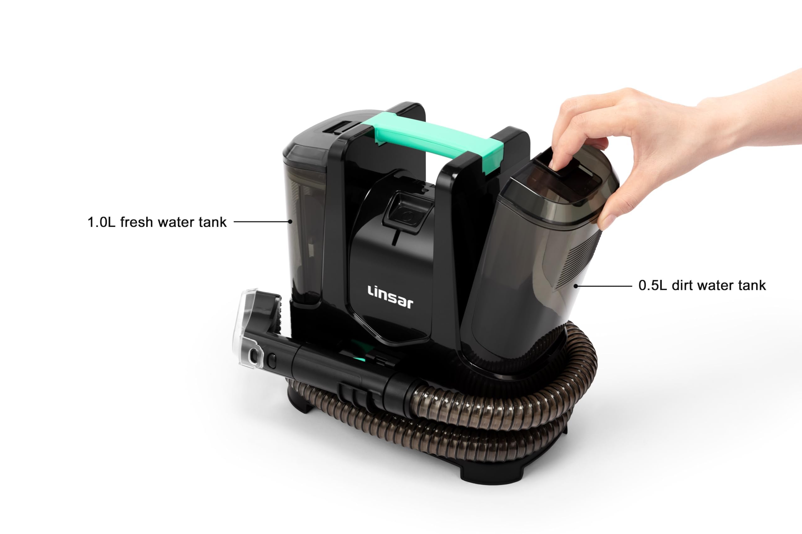 Linsar - Aspiradora de Agua tapiceria - Pulveriza, friega y aspira - en seco y húmedo para escaleras, tapicerías y alfombras - Cable de 3,3 m - 2 Accesorios - 400 vatios