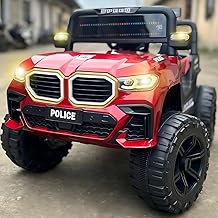 Kids Battery Operated Ride-On Police Style Jeep Car | Off-Road SUV Design with LED Lights & Siren Look | Electric Toy Vehicle for Children | Smooth Forward & Reverse Drive