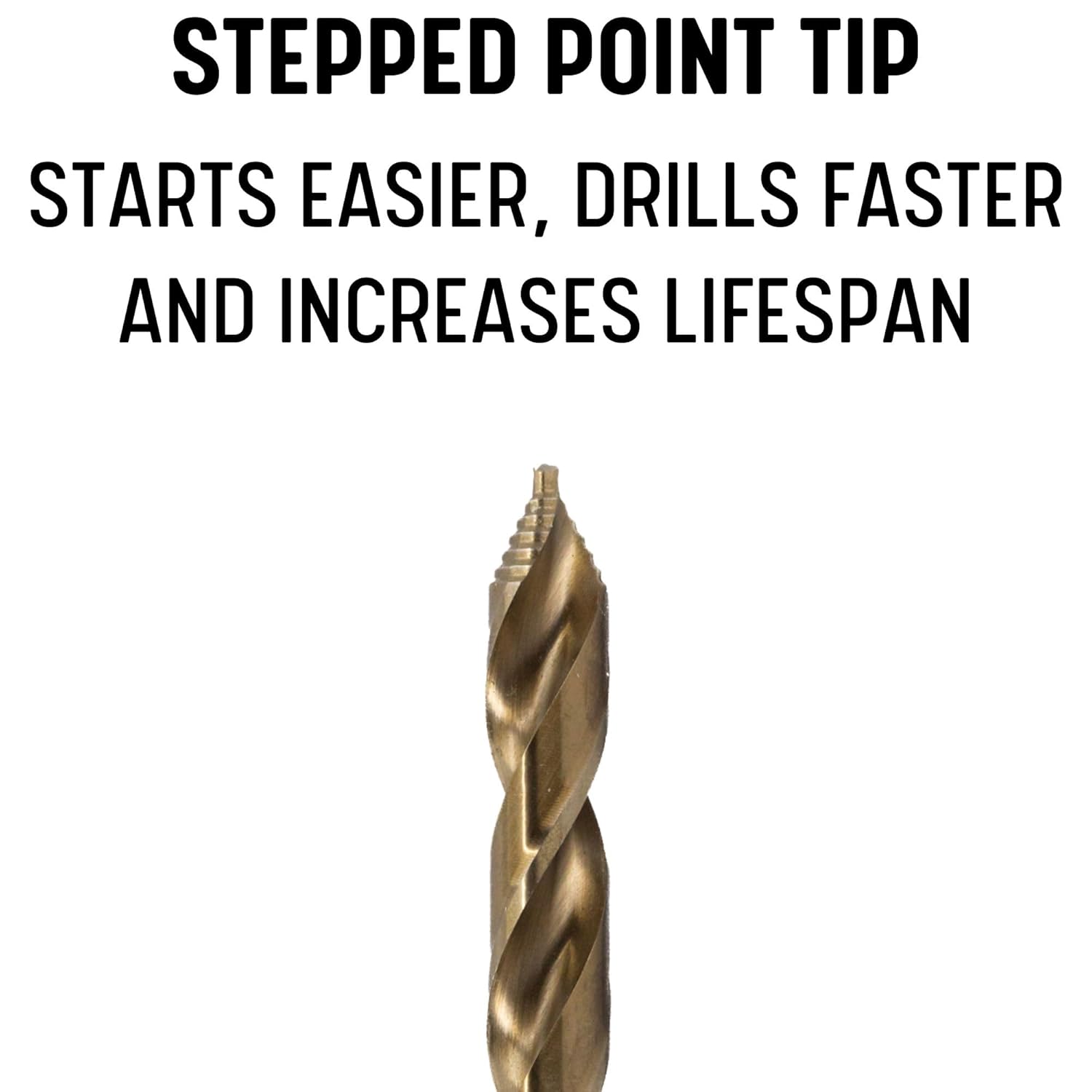 Drill America 5 Piece Cobalt Stepped Point Drill Bit Set with Quick Change Hex Shank