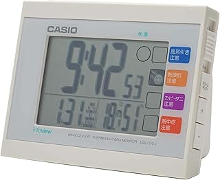 CASIO(カシオ) 目覚まし時計 電波時計 ホワイト 白 デジタル 生活環境 温度 湿度 カレンダー DQL-210J-7JF