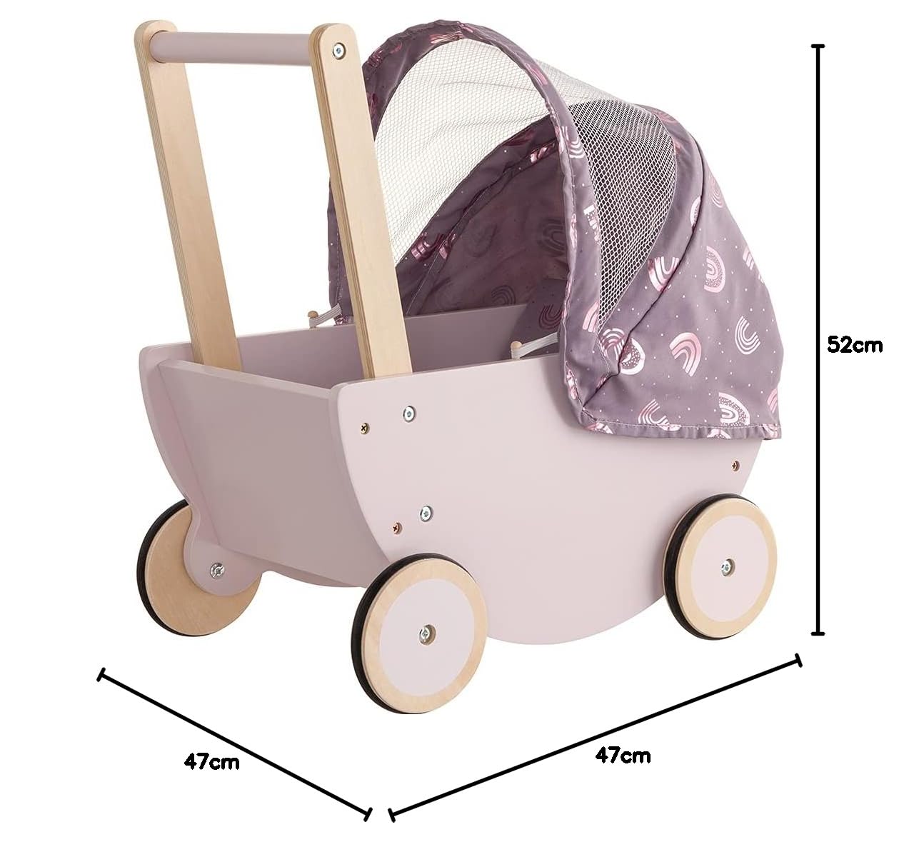 howa Puppenwagen Rainbow aus Holz mit faltbarem Verdeck 25502
