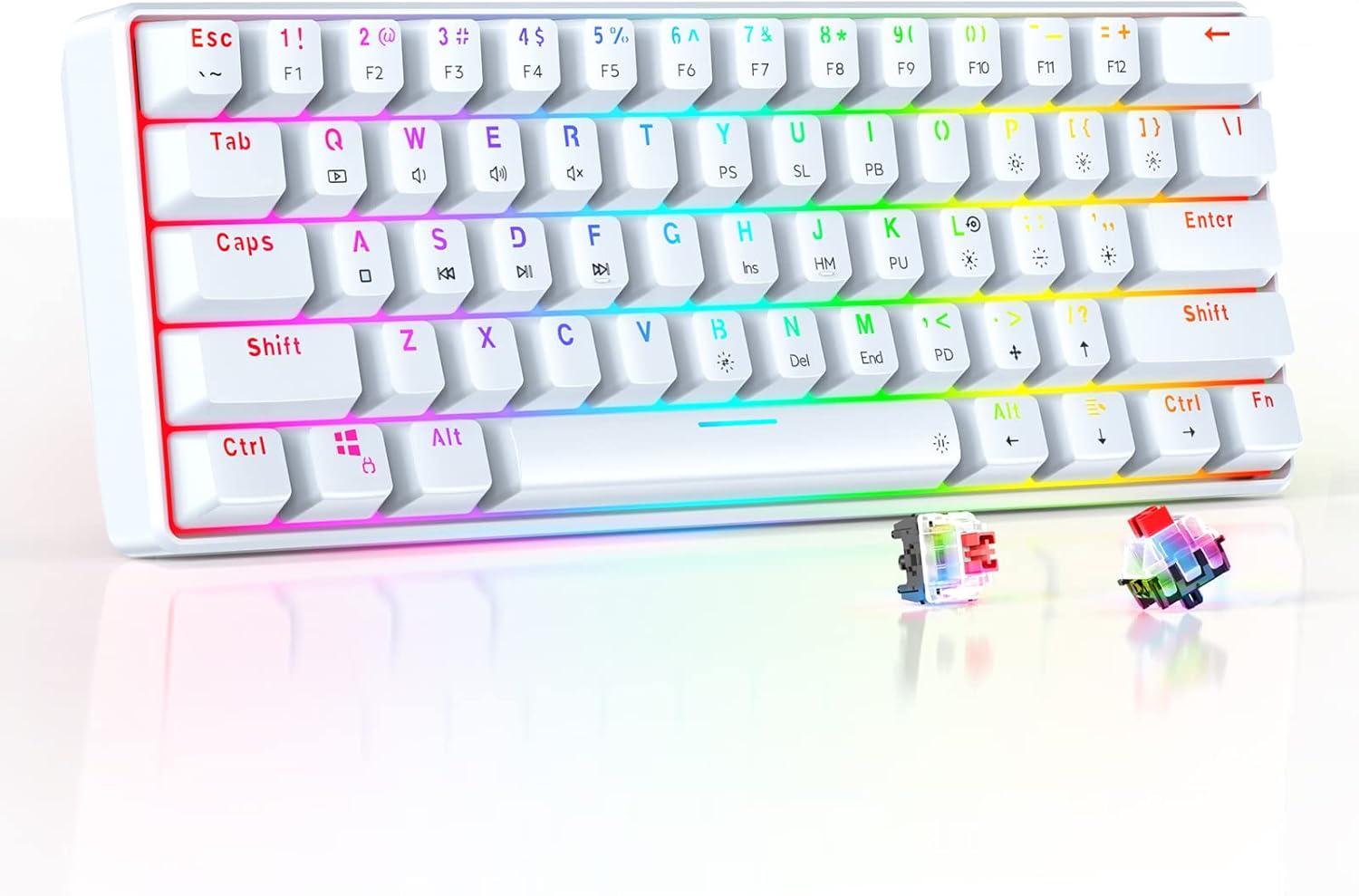 Punkston TH61s 60 Mechanical Gaming Keyboard,RGB Backlit Wired Ultra