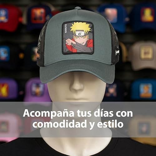 Capslab Gorra Trucker Naruto Uzumaki NS5 Sen | Unisex, Estilo Camionero Transpirable, Visera Curva, Cierre Snapback, para Adultos | Gorra de Hombre y de Mujer Azul y Negra | Ideal para Fans del Anime - imagen 3