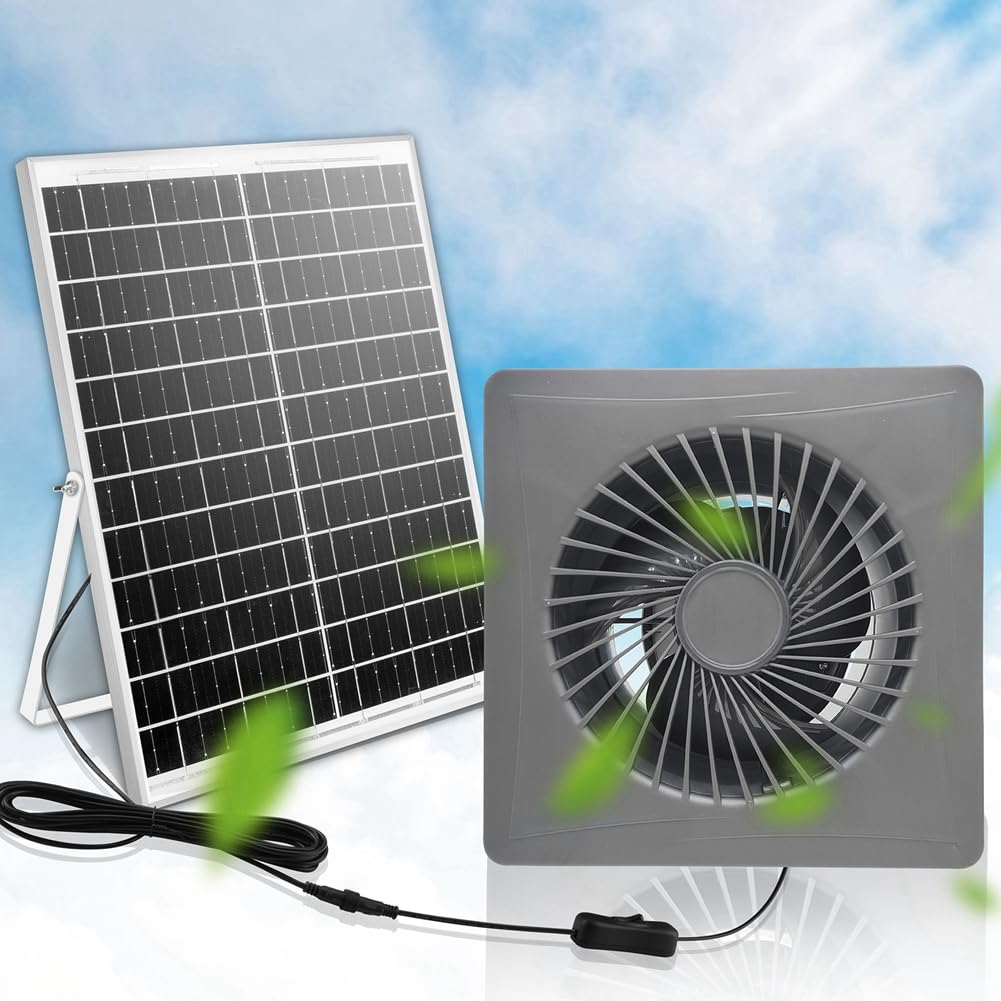 Wentylacja, 6 szybkich obrotów, solarny wentylator z panelem 8 W, do domku ogrodowego, do kurników, szklarni, szopy A