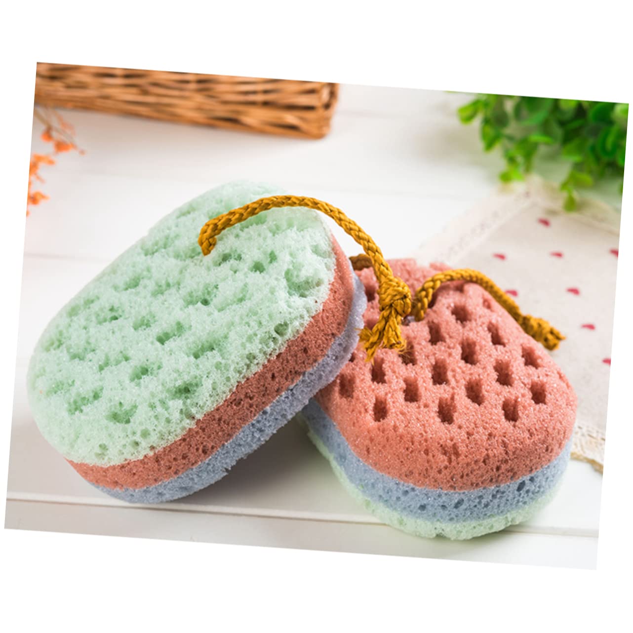 Didiseaon 6pezzi Macarons Seaweed Bath Sponge Esfoliante Naturale Per La Massaggio e Pulizia Corpo Spugne Colorate Per Bagno Misto