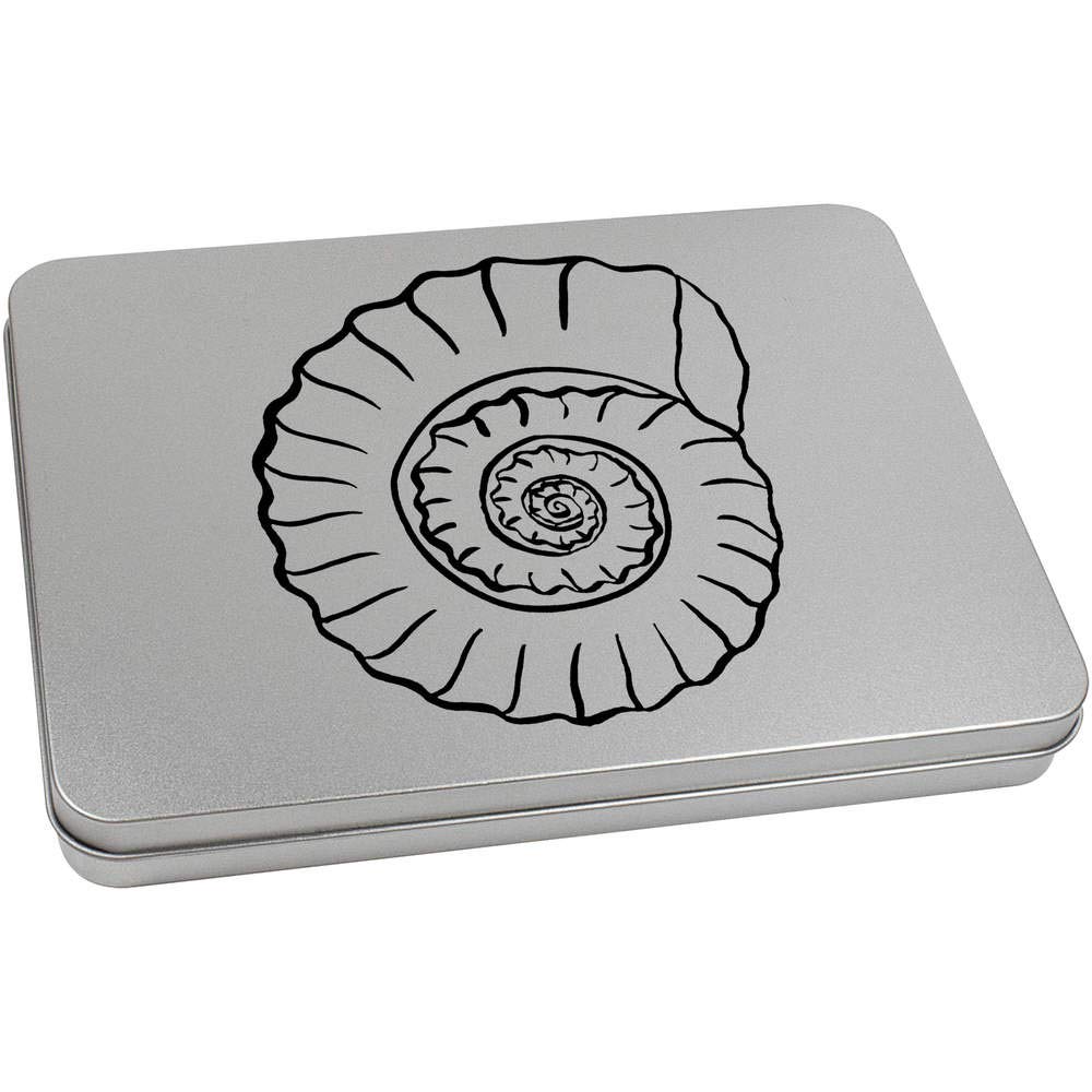 Azeeda 220mm 'Ammonite Fossil' Metal Hinged Tin/Storage Box (TT00110343)