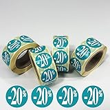 Affichesstore 30613 4 Rouleaux de 500 Étiquettes Autocollantes   Ø 25mm   Adhésives   Brillantes   Stickers  20% Vert pour Remise/Promotion/Soldes