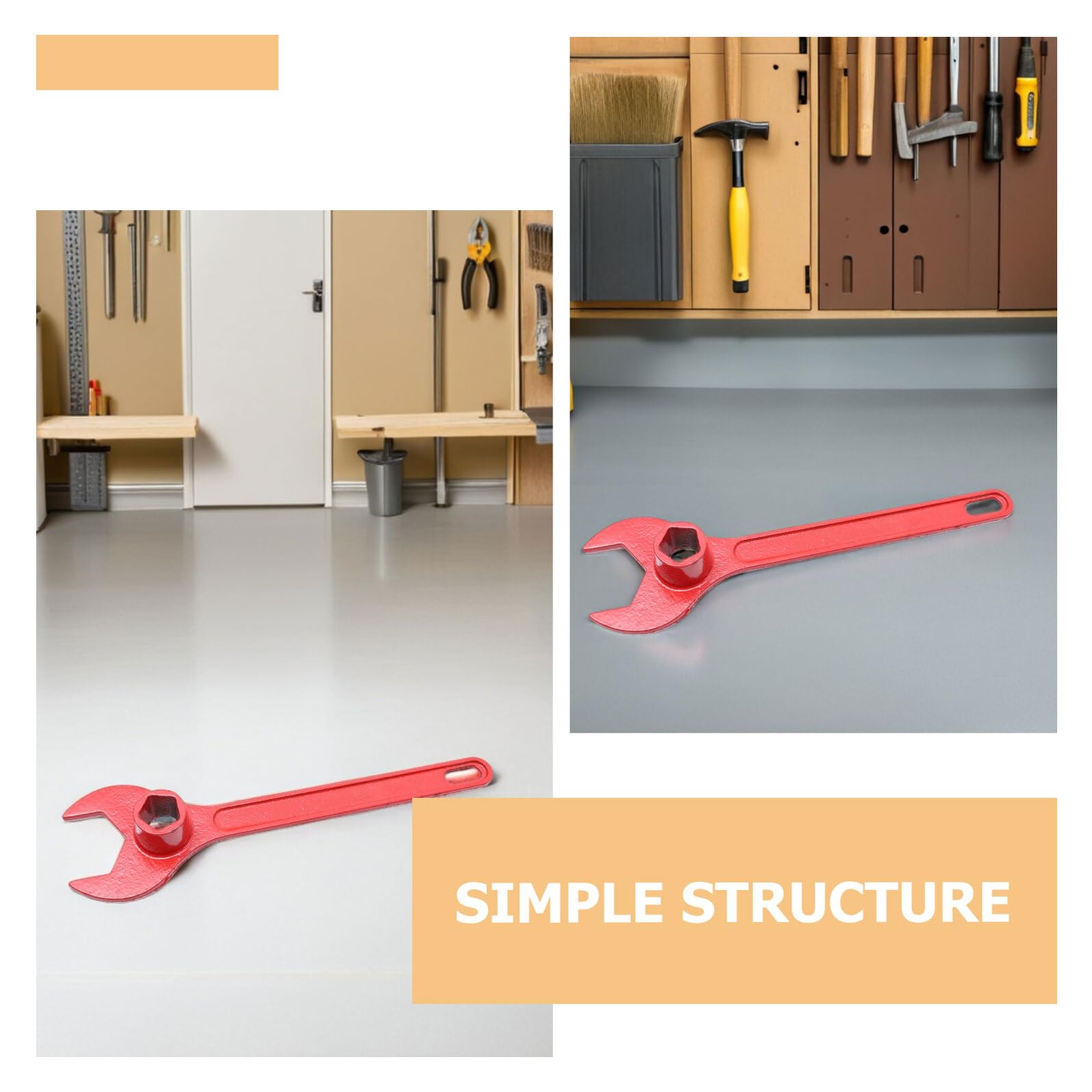 VILLCASE Llave Inglesa para Hidrante Roja Grande Herramienta Portátil Hexagonal de Acero Recubrimiento Anticorrosión Llave Multifuncional para Emergencias contra Incendios al Aire Libre