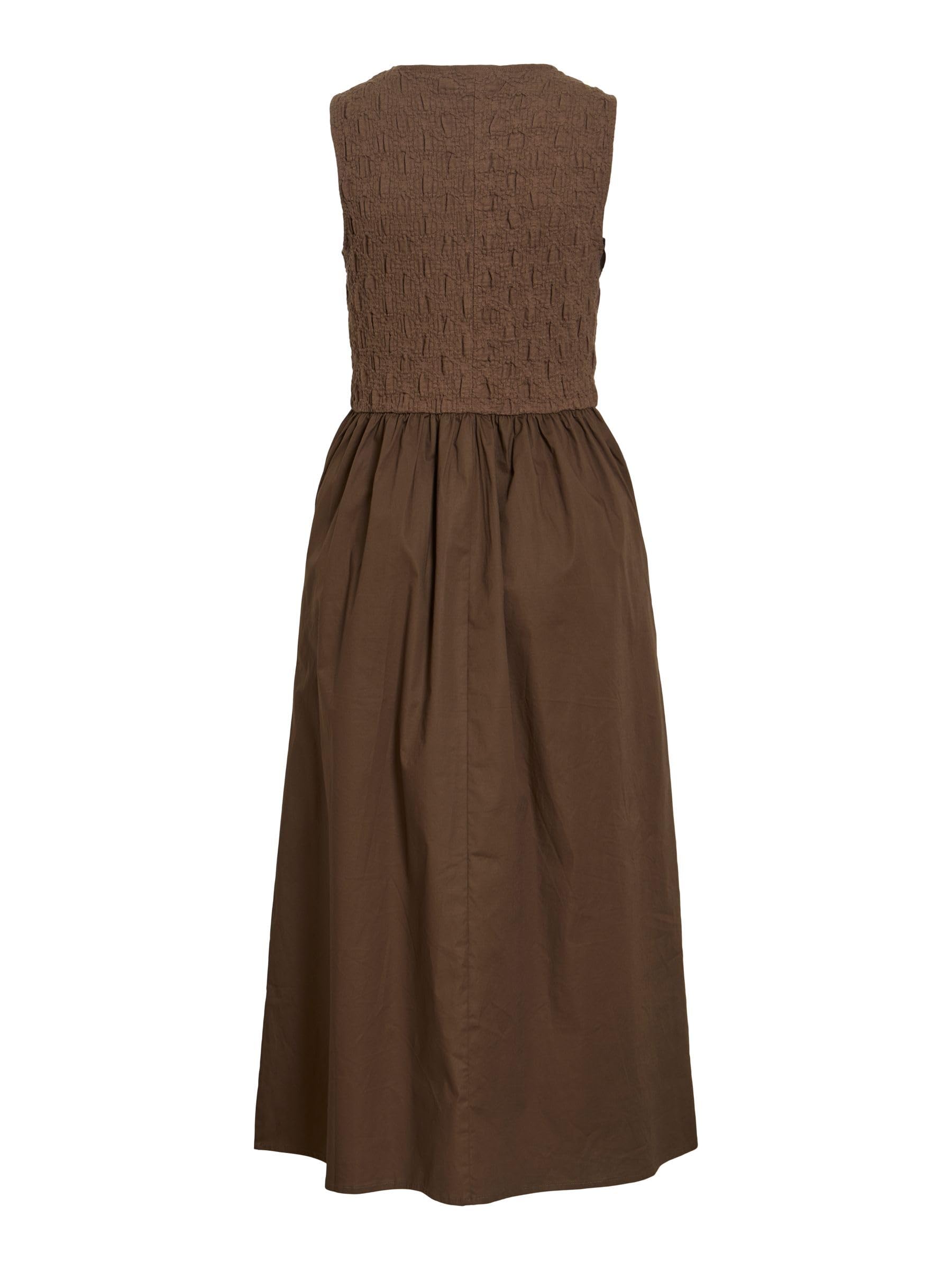 Vila Vicarla O-Neck S/L Midi Dress Vicarla - Abito Midi con Scollo Rotondo, S/L Donna (Pacco da 1)