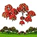Yetaha 10pcs Model Trees Red Flower Train Trees Model Train Railways Architecture Scenery Diorama Tree Model Railroad Scenery with No Stands for DIY HO N Z Scale Model Train Landscape Supplies