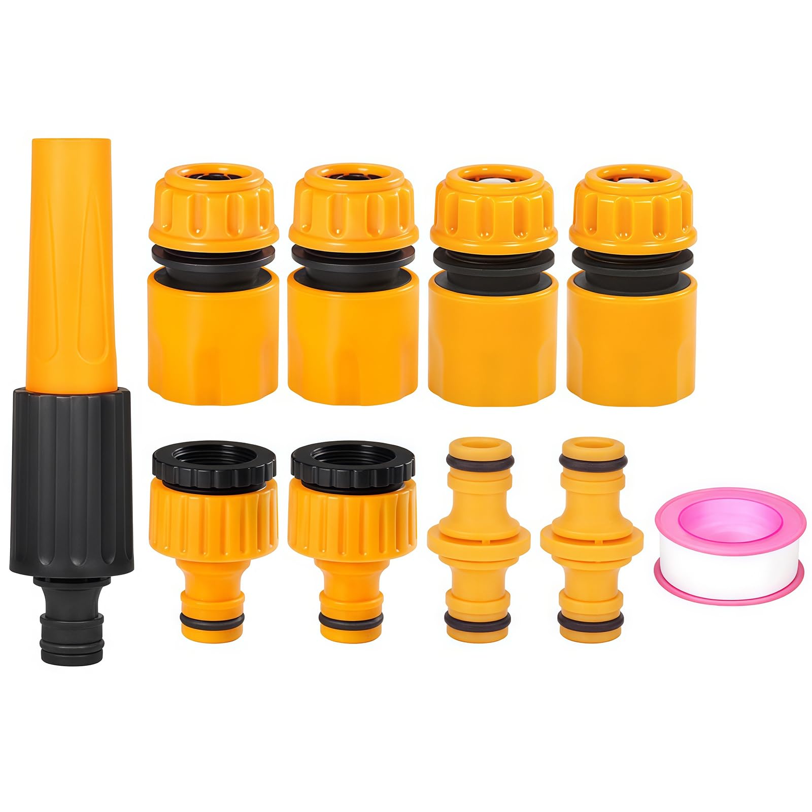 Quick Connect Garden Hose Kit - 9 End Connectors, 2 Tap and 2 Double Male Connectors