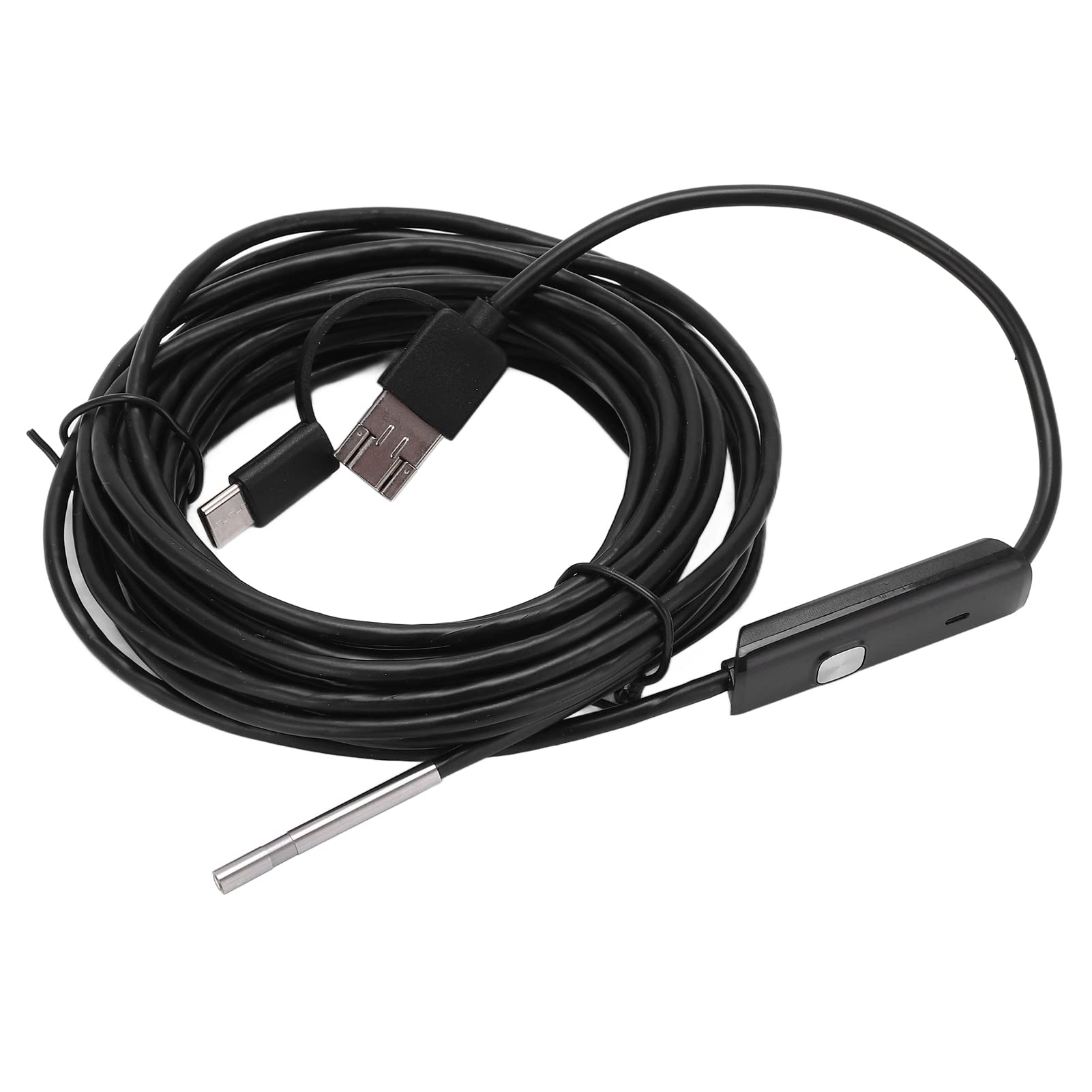 Fafeicy Endoscopio de 3,9 mm Cámara de inspección de alta resolución Tubería Teléfono móvil Endoscopio LED 6 luces LED IP67 a prueba de agua con interfaz tipo C para computadora PC (cableado 5 m)