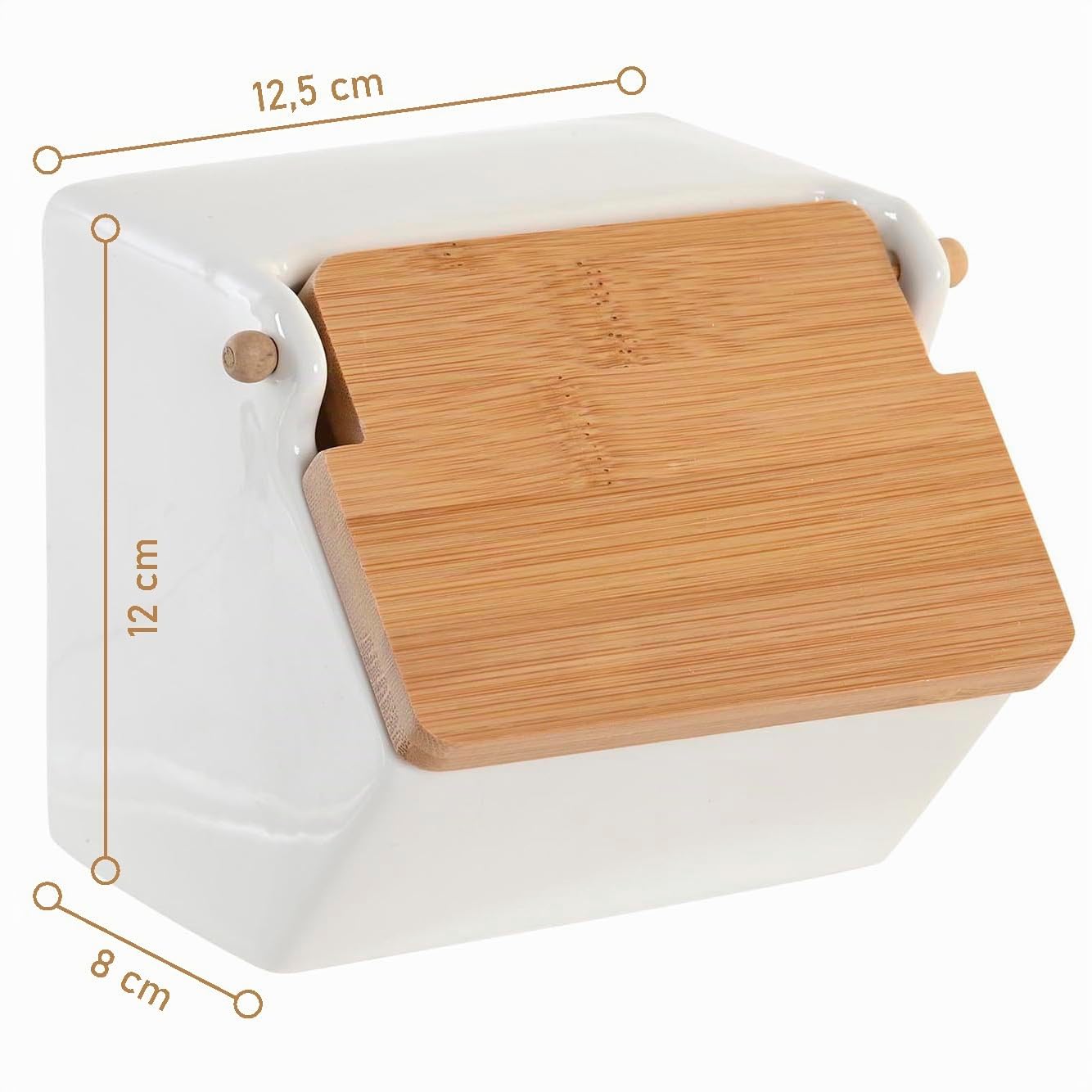 Salero Cerámico con Tapa - Azucarero - Recipiente para Aliños o Especias - Blanco