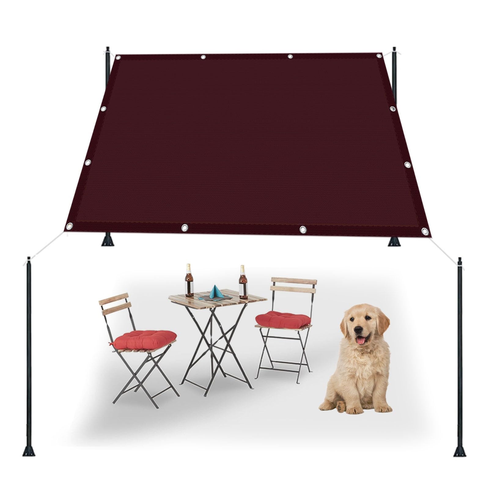 Voile d'ombrage pour camping et terrasse 3 x 9 m créant un salon de jardin ombragé