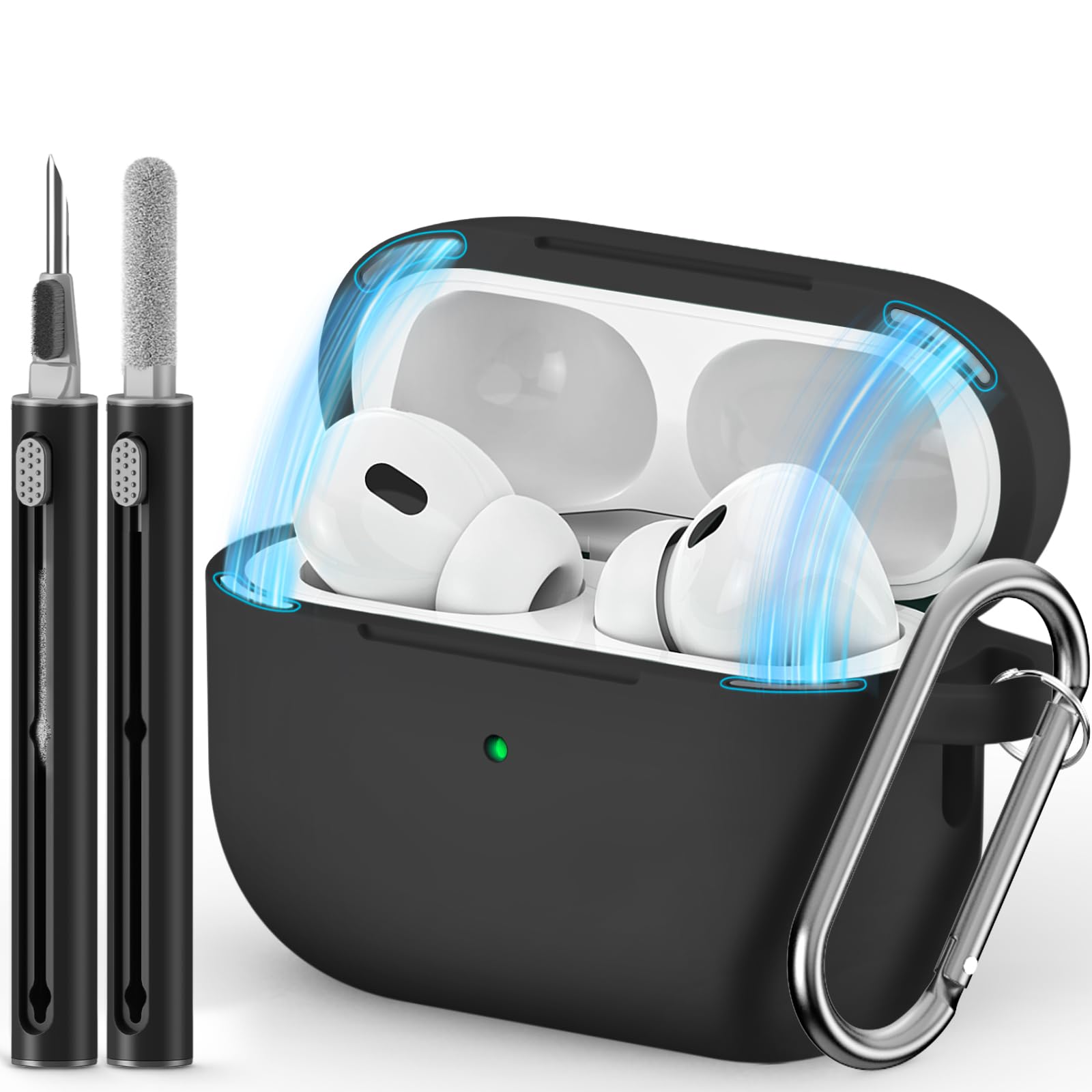 Inesore Compatible with AirPods Pro 3 Case with Cleaning Kit, Silicone Protective Case Cover for Apple Air Pods Pro 3rd (2025), Unisex Design - Black — view 31