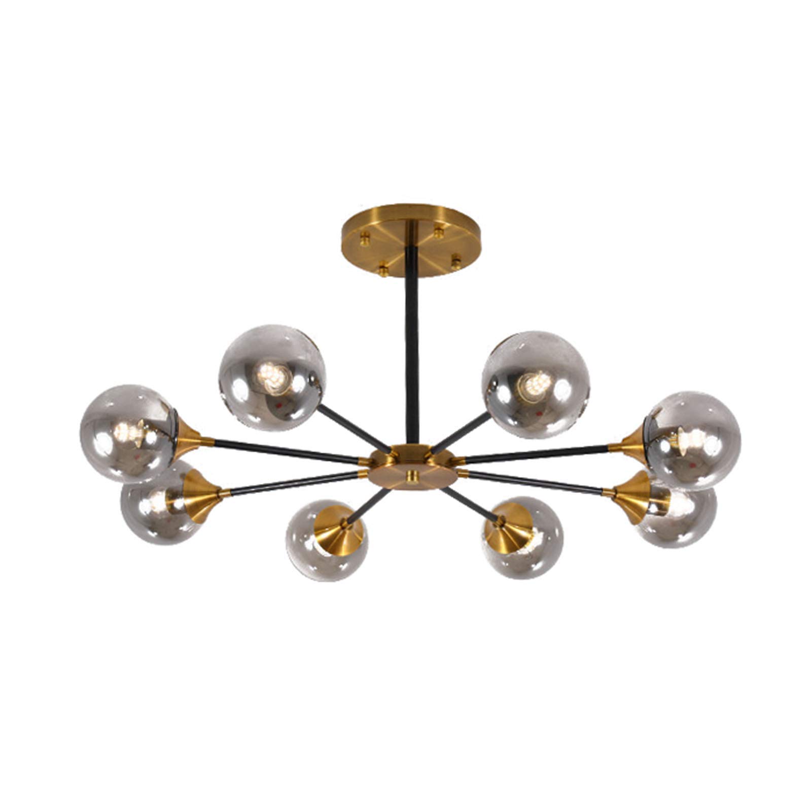 Lustre suspension noire vintage salon salle à manger avec verre 8 lumières