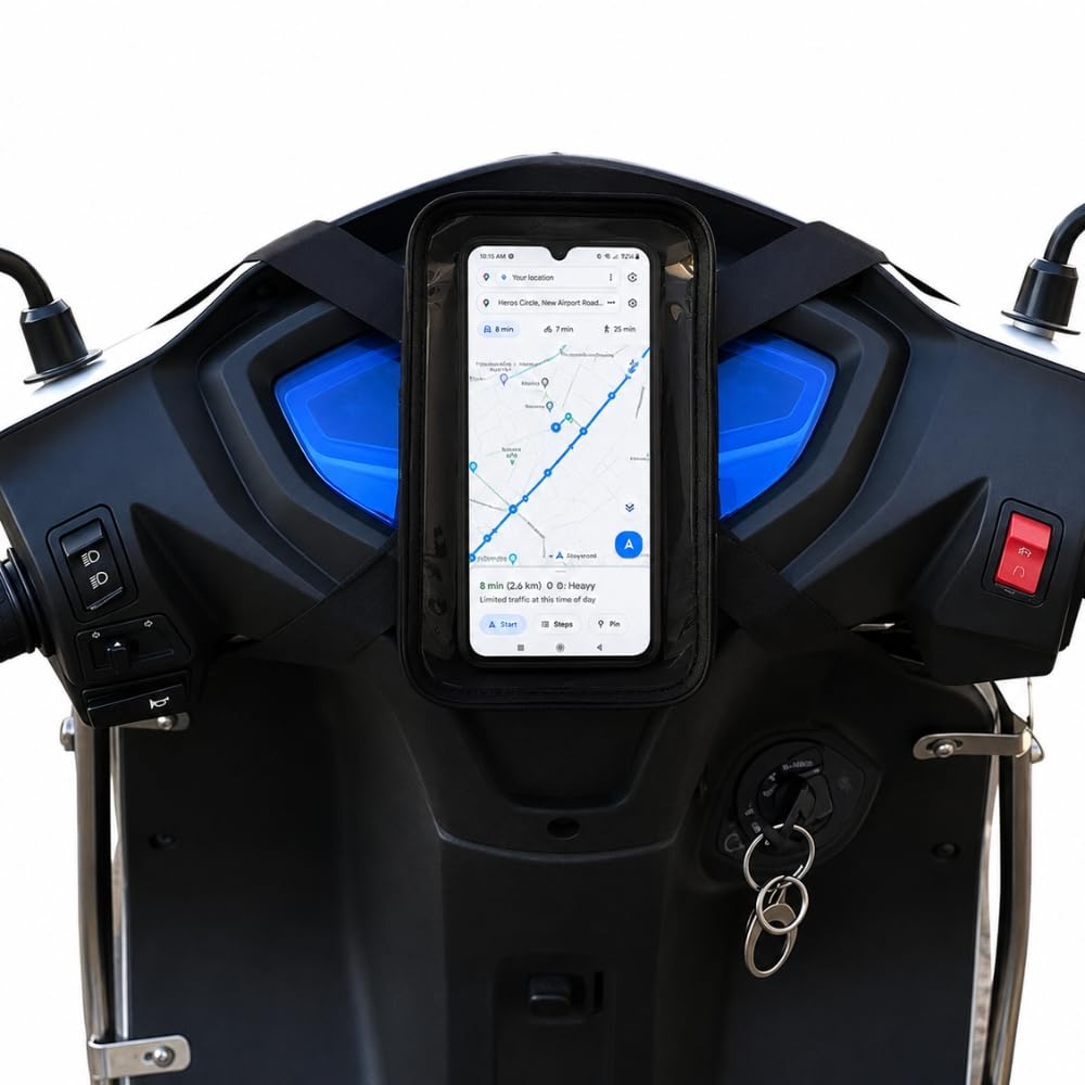 VEROX Mobile Holder Mount Pouch for Scooty - Waterproof Stand for Activa Bikes Compatible With All Smartphones (Black)-image-11