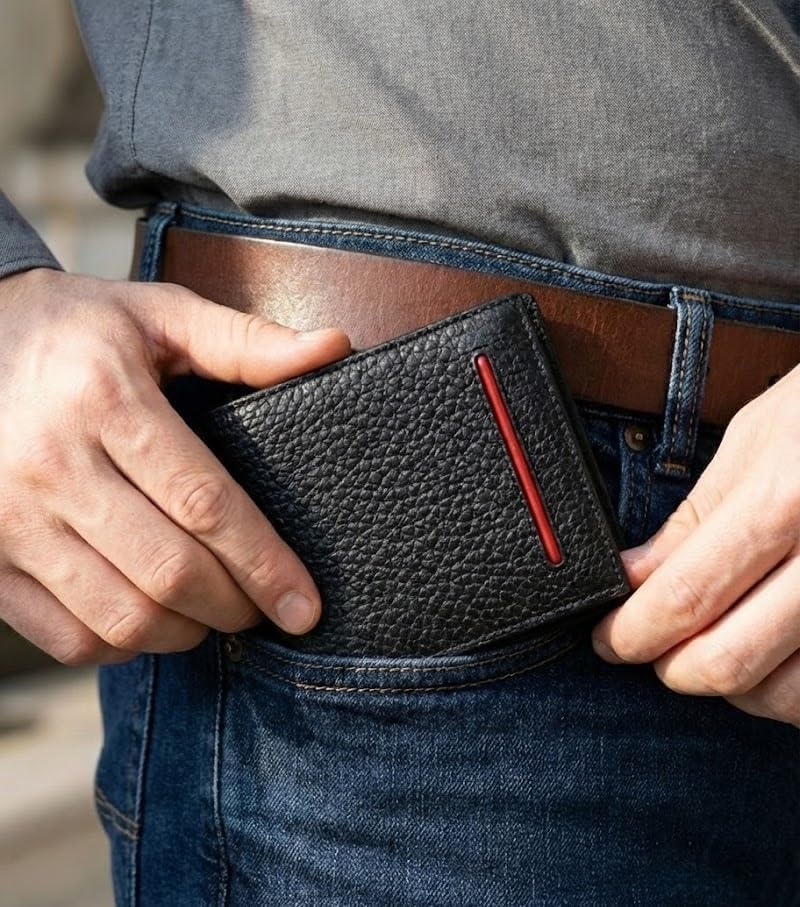 Men's Bifold Leather Wallet | Leather Wallets for Men | RFID Blocking | Ultra-Slim Minimalist Front Pocket Mens Wallet with Advanced Card Protection | Elegant Compact Design - Image 6