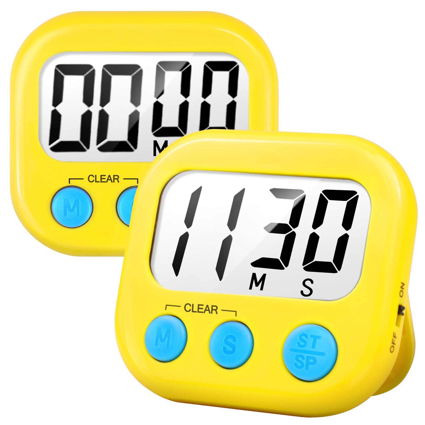 AOUCE Digitaler Küchentimer zum Kochen, Timer für Kinder, 2 Stück, Gelb