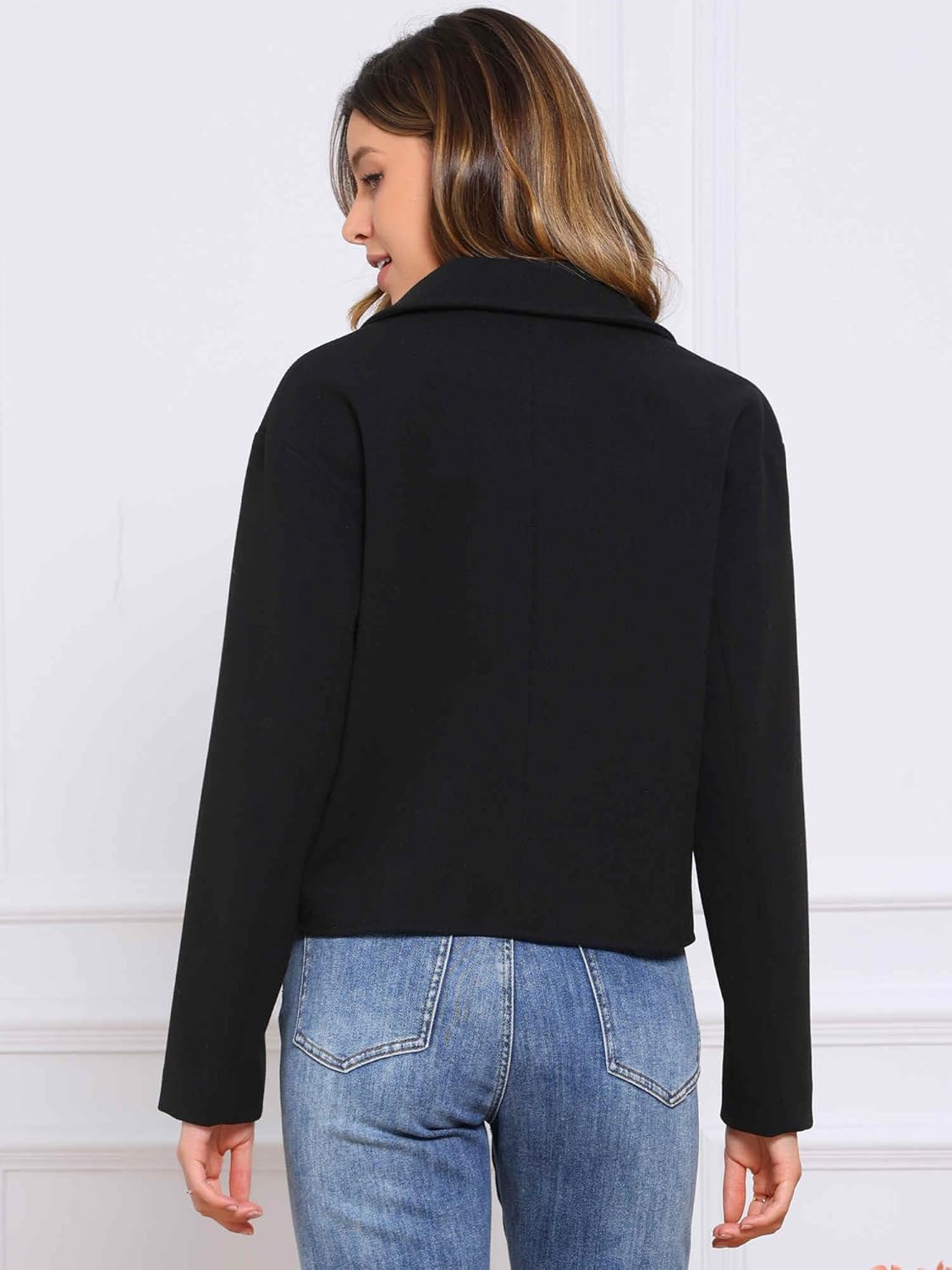 Allegra K Short Pea Coat for Women Casual Long Sleeve Single Breasted Jacket Coats Fall Winter Outerwear - Image 2