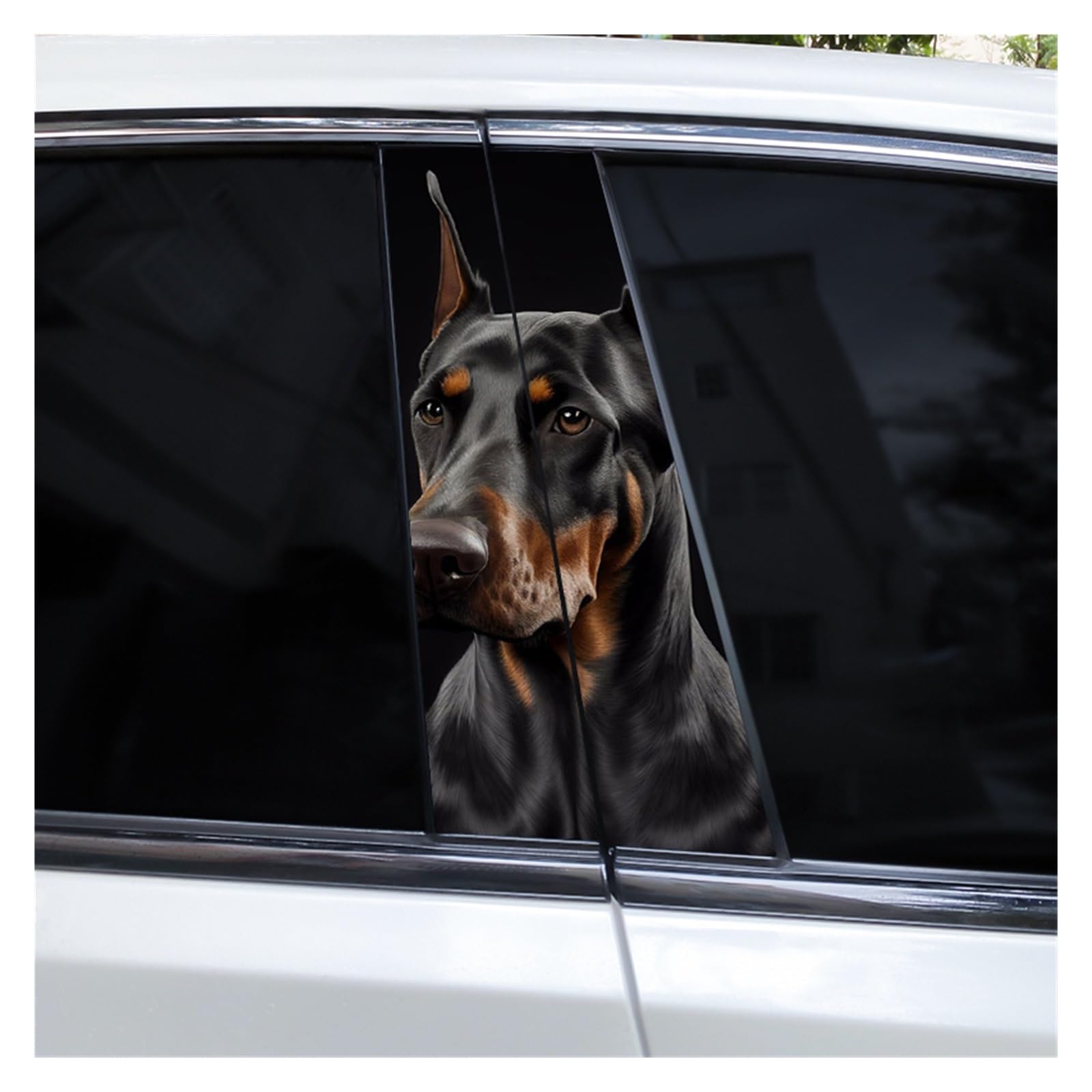 2-Pack Cartoon Dog Car B-Pillar Stickers, Waterproof Vinyl Decals for Vehicle Window Pillars, Universal Exterior Auto Decorations(C-Style-2)