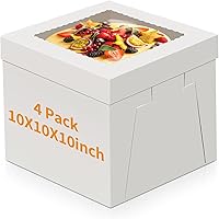 Vista 10 de WINKIO Paquete de 4 cajas para pasteles, contenedor desechable de transporte de pasteles, cajas blancas para panadería con ventana grande