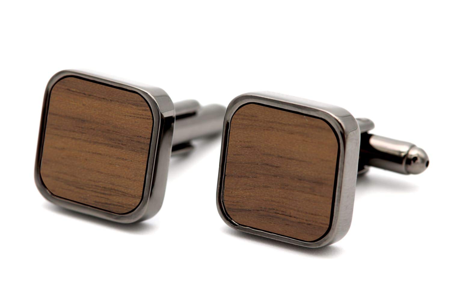 NaturSchatulle Manchetknopen heren hout I 1 paar zwart zilver manchetknoop rond overhemd huwelijk pak mannen manchetten voor mannen, Hout Messing