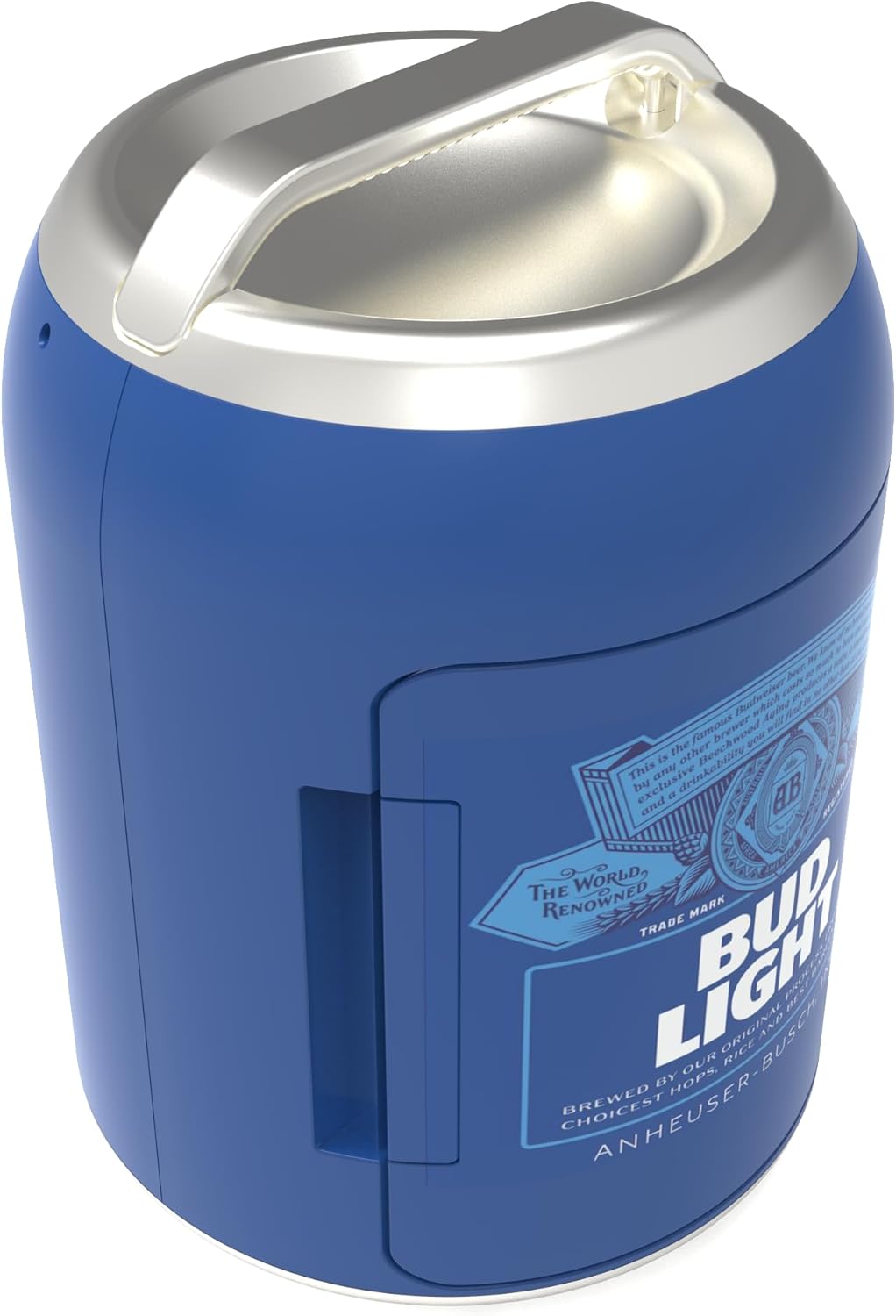 Bud Light branded can shaped 6 can mini personal fridge cooler-W: 10.20" x L: 10.20" X H: 14.53 (Navy)