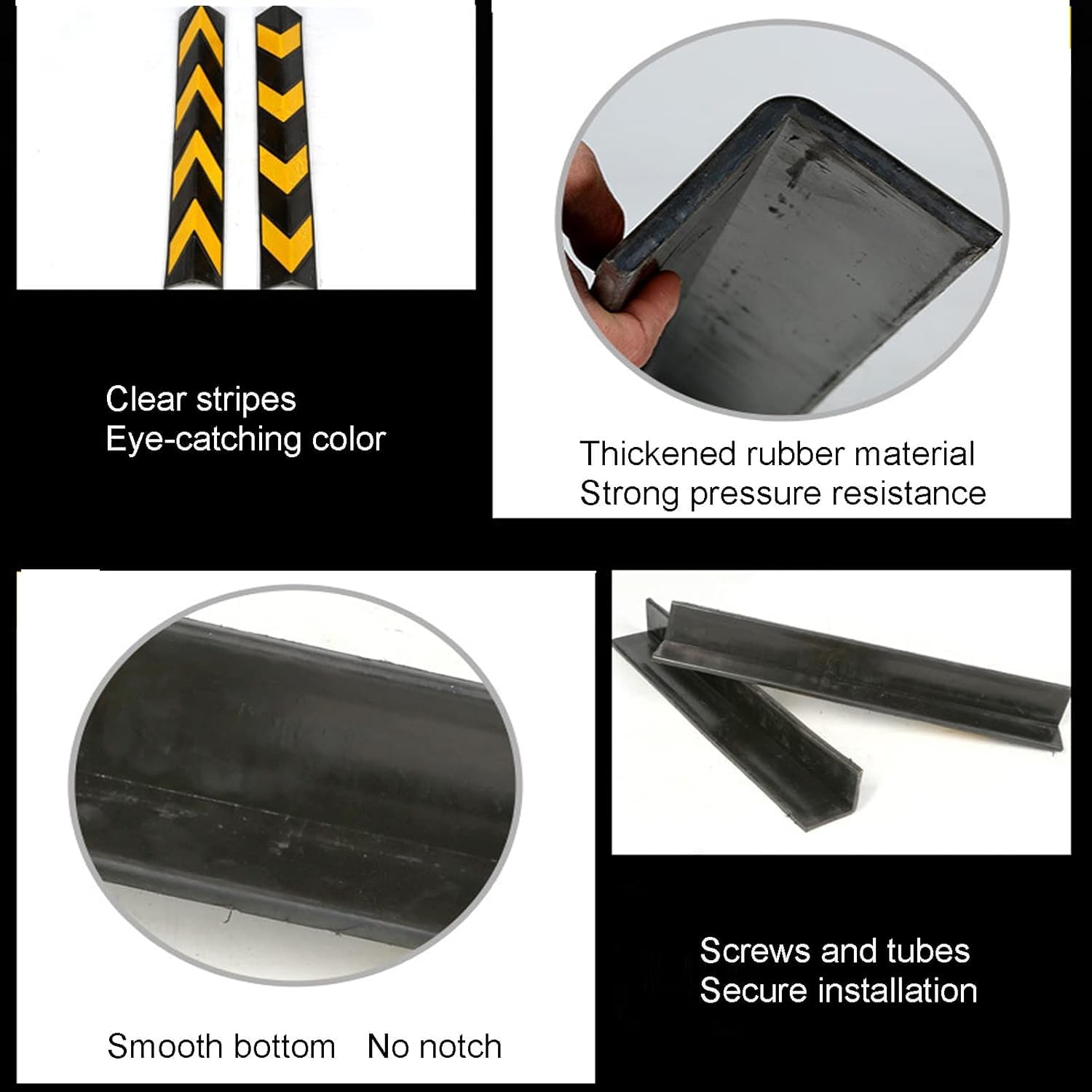 Paraspigoli per garage, protezione angolare a righe, protezione per paraurti auto, protezione angolare per parcheggio (nero + giallo, 8 pezzi)