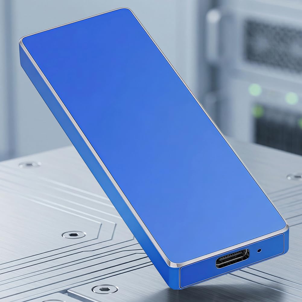 64GB Portable SSD External Hard Drive, High Capacity External Storage for Photos Videos, USB 3.1 Type-C Interface, Blue