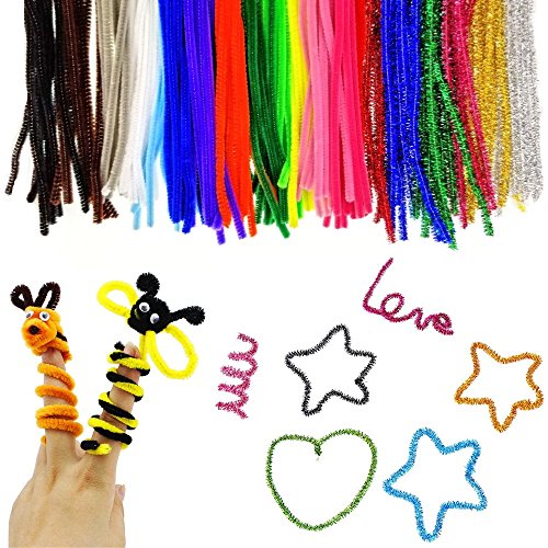 JZK 200 Fils Chenille Cure pour Projet d'art Artisanal, 30CM, Couleurs Assorties Paillettes Or Argent Rose Vert Bleu Rouge Jaune Violet Orange Blanc Noir Brun etc - Image 6