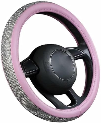 Steering Wheel Cover Girls, Steeringwheel Cover, Easy to Install 15 Inches Rhinestone Wheel Cover for Women, Fits Most CarsSUVTrucksMinivans,Pink