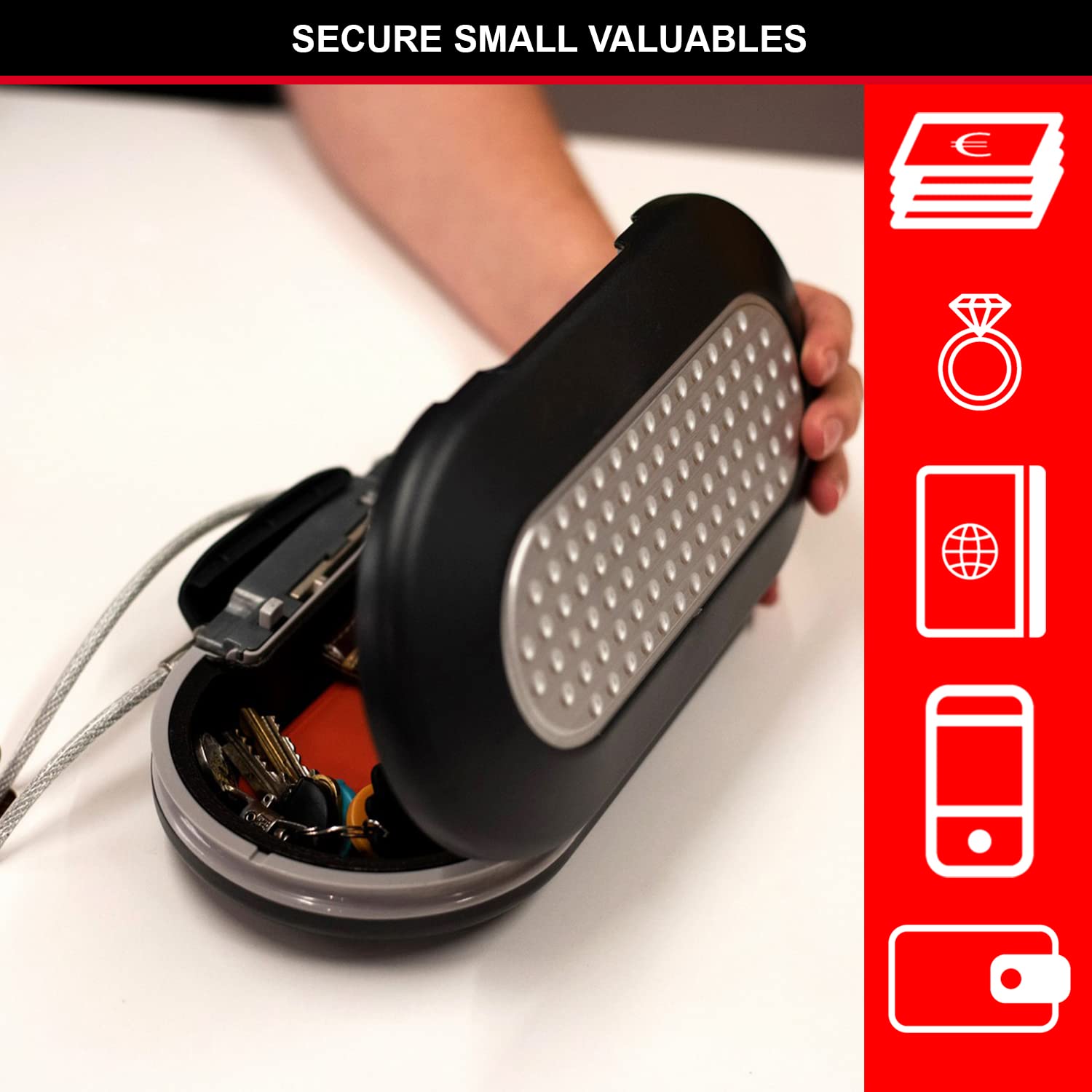 MASTER LOCK Nomade Cassaforte [Con Combinazione] [Con Cavo] 5900EURD - Perfetta all'Università, in Ufficio, in Viaggio