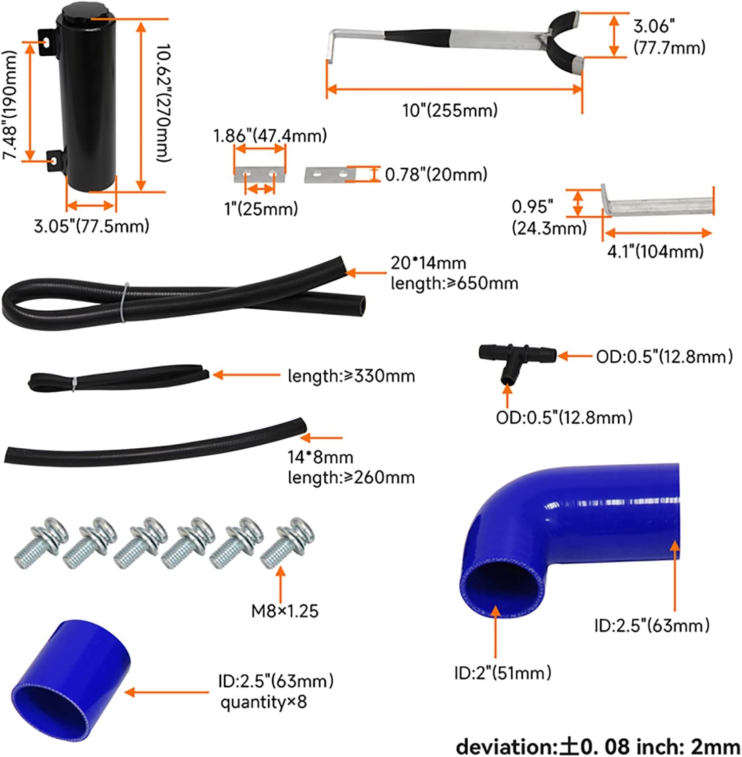 FMIC Front Mount Intercooler Aluminum Pipe Kit compatible with Impreza WRX STi 02-07 EJ20 EJ25 2.0L/2.5L Turbo Engine