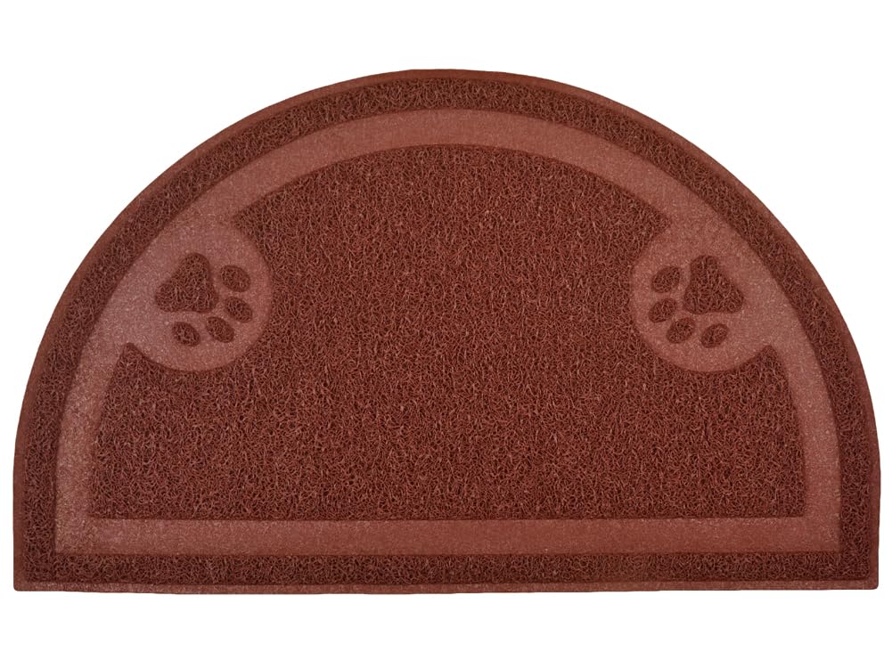 Dm Coffee Paw Print Cat Litter Mat, Kitten Litter Mat, Door Mat, Semicircle,60X36cm (Coffee)