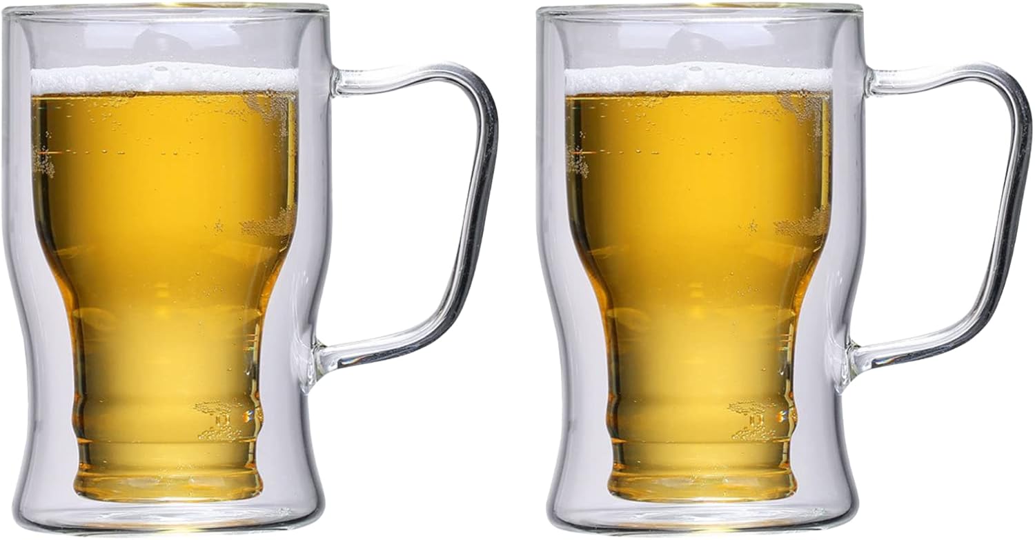 belupai Beer Glass,Set of 2,18.6 oz Upside Down Beer
