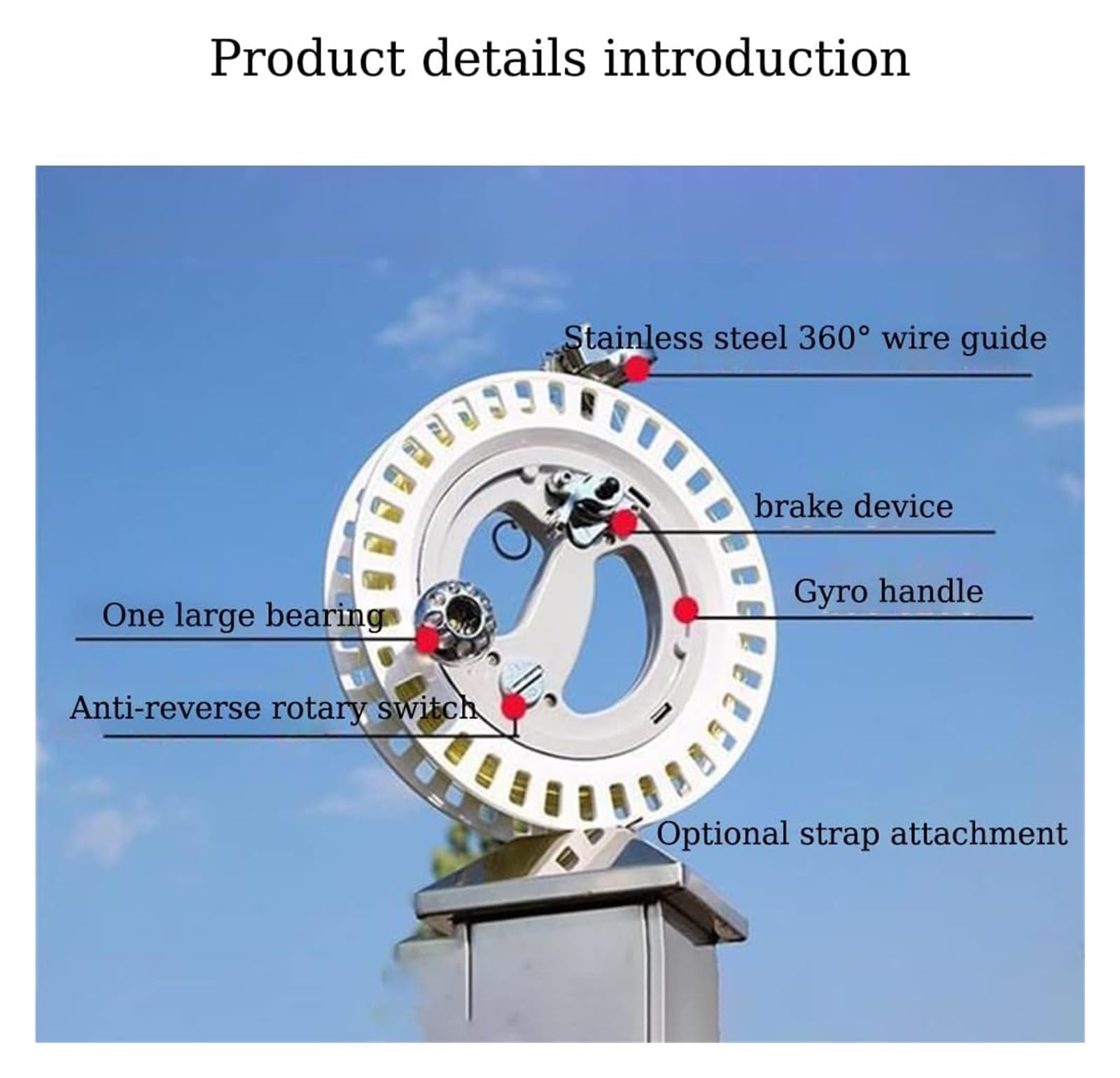 Roulette per aquiloni, Avvolgitore, Avvolgitore for aquiloni da esterno, Bobina for aquiloni, Ruota anti-inversione con freno silenzioso, Accessori for il volo degli aquiloni, for il volo degli aquilo