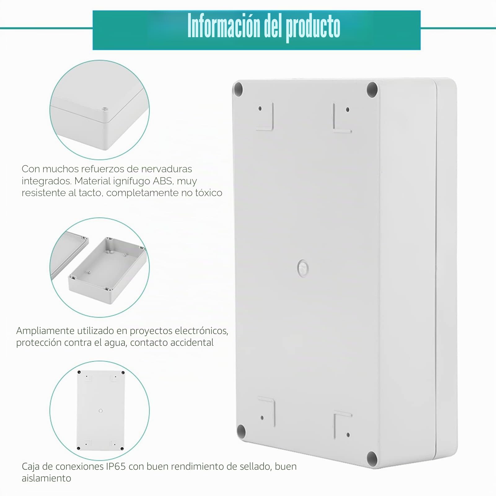 Tyenaza Caja Estanca, Cajas Registro Superficie, Carcasa de Proyecto EléCtrico de ABS IP65, Cajas de Conexiones de Cableado DIY para Equipos EléCtricos Interiores y Exteriores(158 x 90 x 60mm)