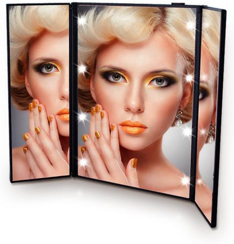 kokome TriFold Lighted Led Mirror Lighted Travel Mirror