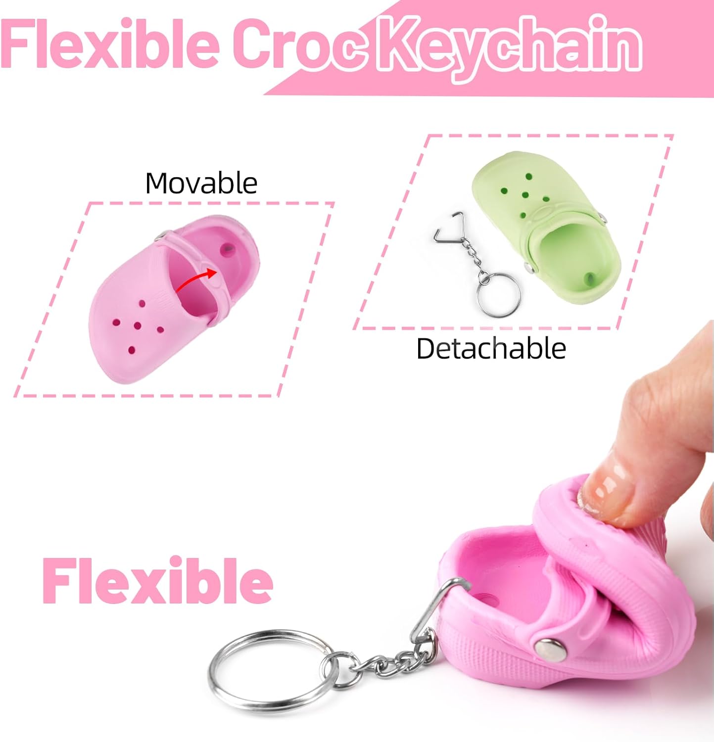 Vaktop Croc Keyring, 6pcs Mini Croc Shoe Keychain, Funny Slippers Keychains, Shoe Charms Keyring Bag Pendant Accessories for Girls Boys Adults 3 61AIMheSSSL. AC SL1500