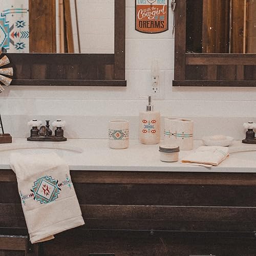 Miniatura 2 de Paseo Road by HiEnd Accents - Toallas Spirit Valley Western, juego de 3 toallas de baño color crema con patrón geométrico, toallas de algodón