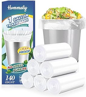 1 Gallon 140 pcs (0.8-1 Gal) Small Clear Trash Bags, Strong 0.8 Gallon 1 Gallon 1.2 Gallon Garbage Bags, Bathroom Trash Ca...