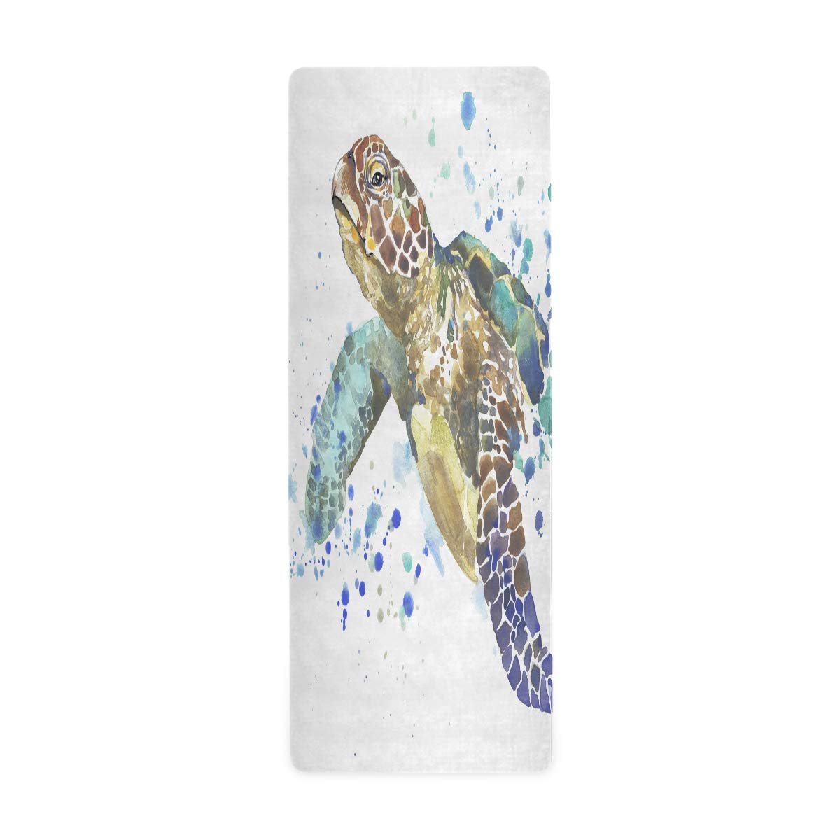 ALAZA Vintage Watercolor Sea Turtle Non Slip Yoga Mat, Exercise & Fitness Mat for Yoga, and Pilates, Workouts