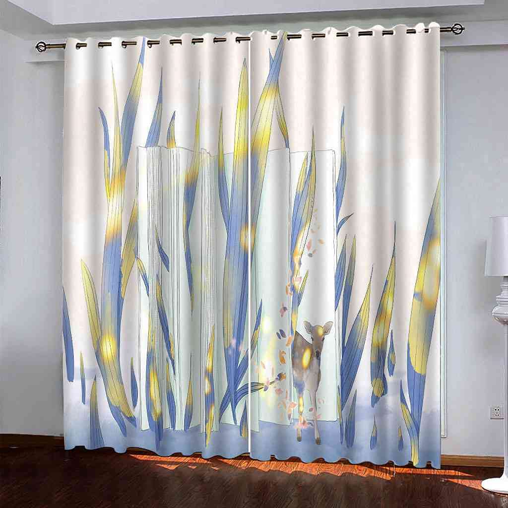 Rideau occultant enfant 200x160 cm wapiti bleu à oeillets isolant