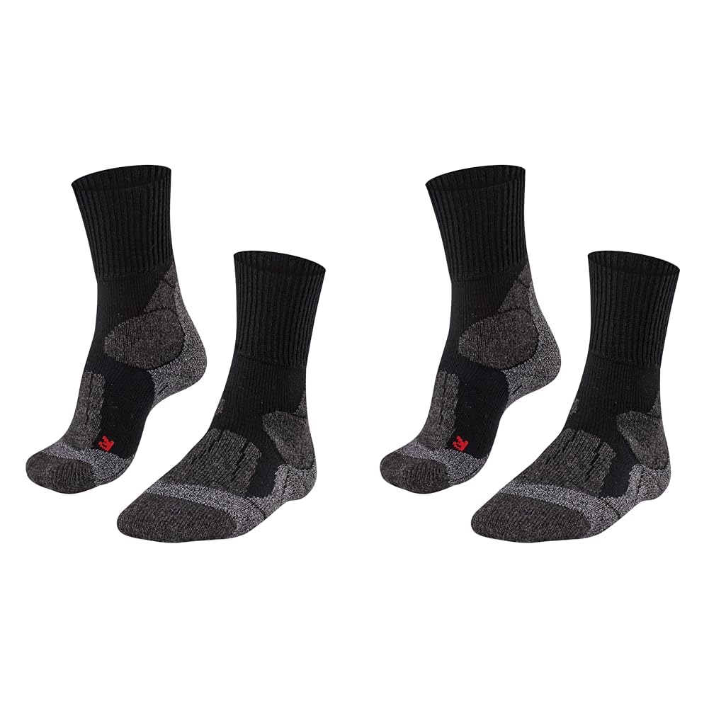 FALKE Herren Wandersocken TK1 Adventure M SO Wolle Antiblasen Dick 1 Paar & Damen Wandersocken TK1 Adventure W SO Wolle antiblasen dick 1 Paar, Schwarz (Black-Mix 3010), 39-40