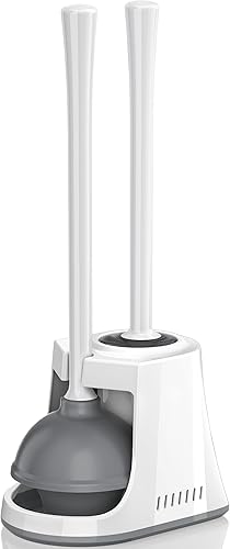 Miniatura 1 de LOVLOY Juego de émbolo y cepillo de inodoro, cepillo de cuenco y émbolo de inodoro resistente con soporte ventilado, combo de cepillo de inodoro 2