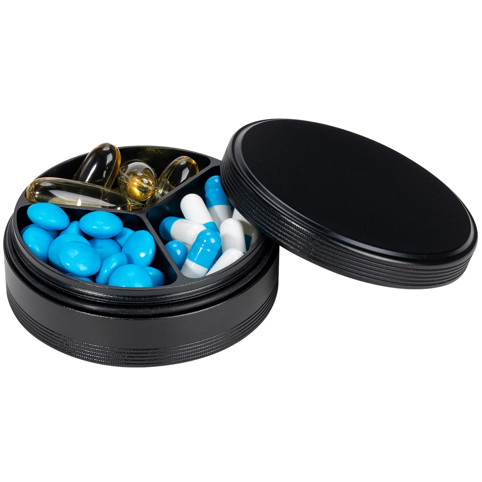 Metal Pill Case 3 Compartment - Waterproof Pocket Purse Pill Box Aluminium Travel Pill Container Medicine Organizer Portable