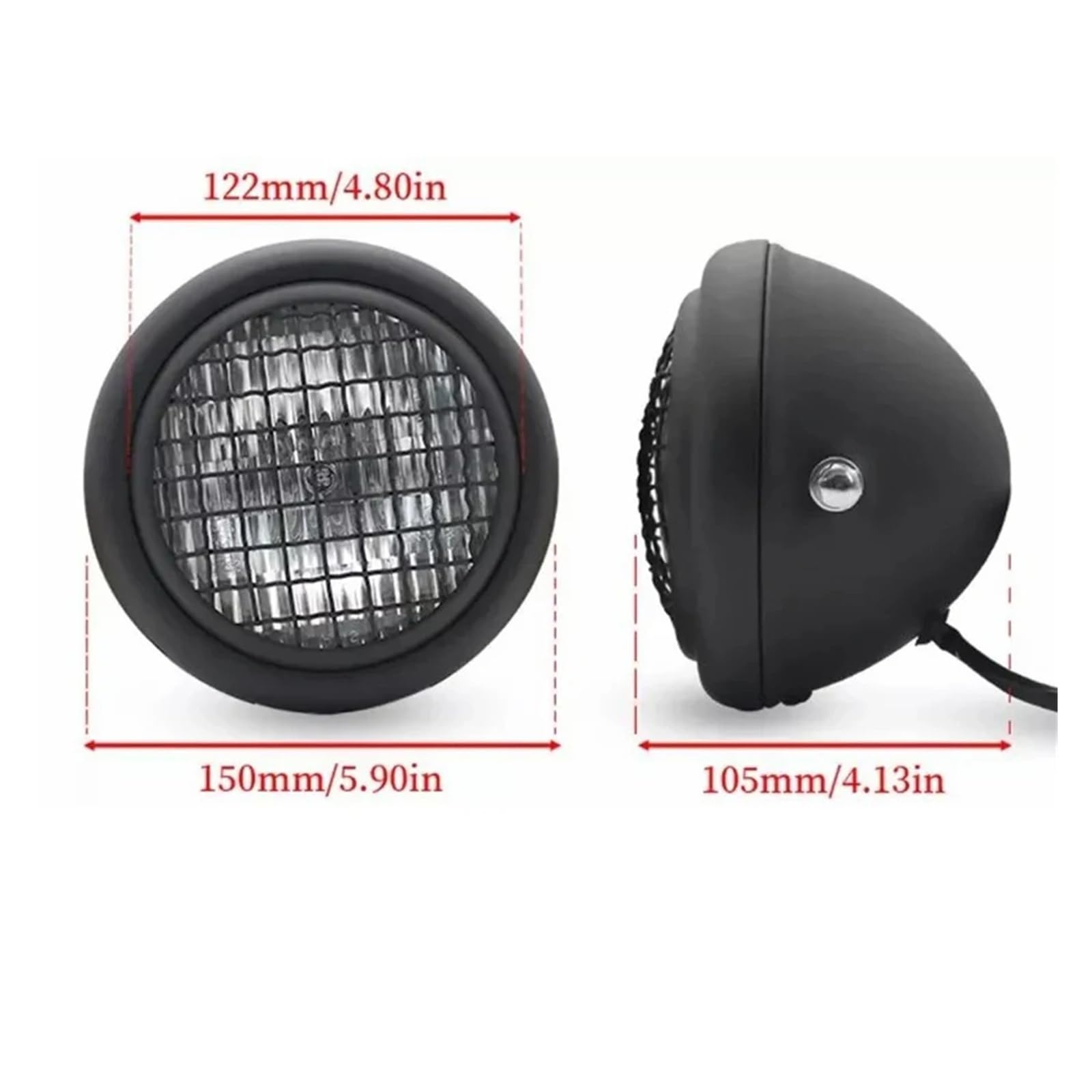 ESPYN Phares Avant Moto Phare Avant Universel 5,75 Pouces Pour Moto Scooter Feu Avant Rond Rétro En Maille