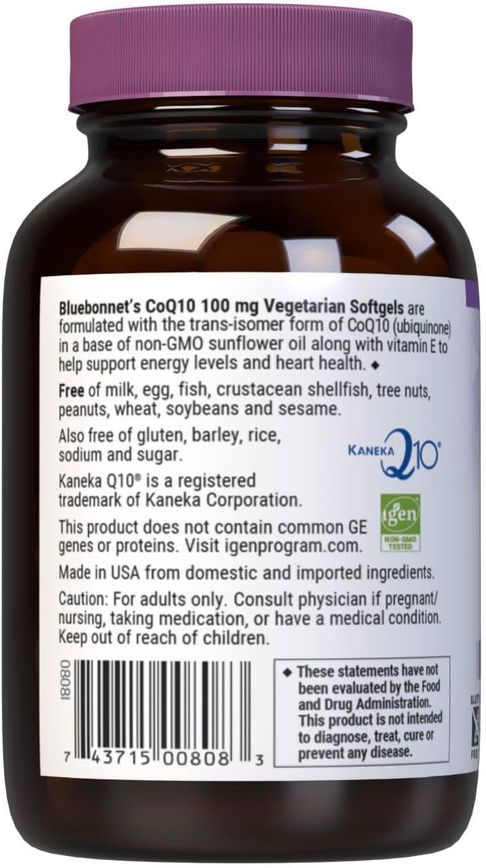 Bluebonnet CoQ-10 Vegetarian Softgels, 100 mg, 60 Count