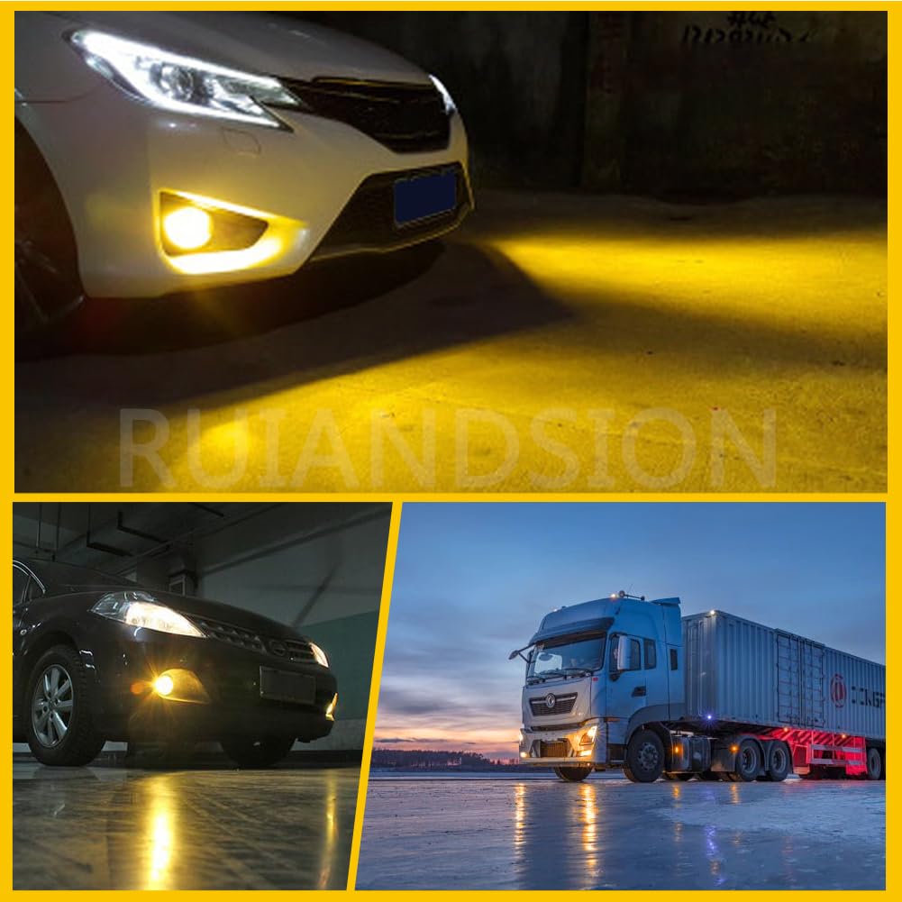 Ruiandsion H15 3570 2SMD LED fendinebbia LED giallo ambra super luminoso per luci di marcia diurna auto DRL, confezione da 2